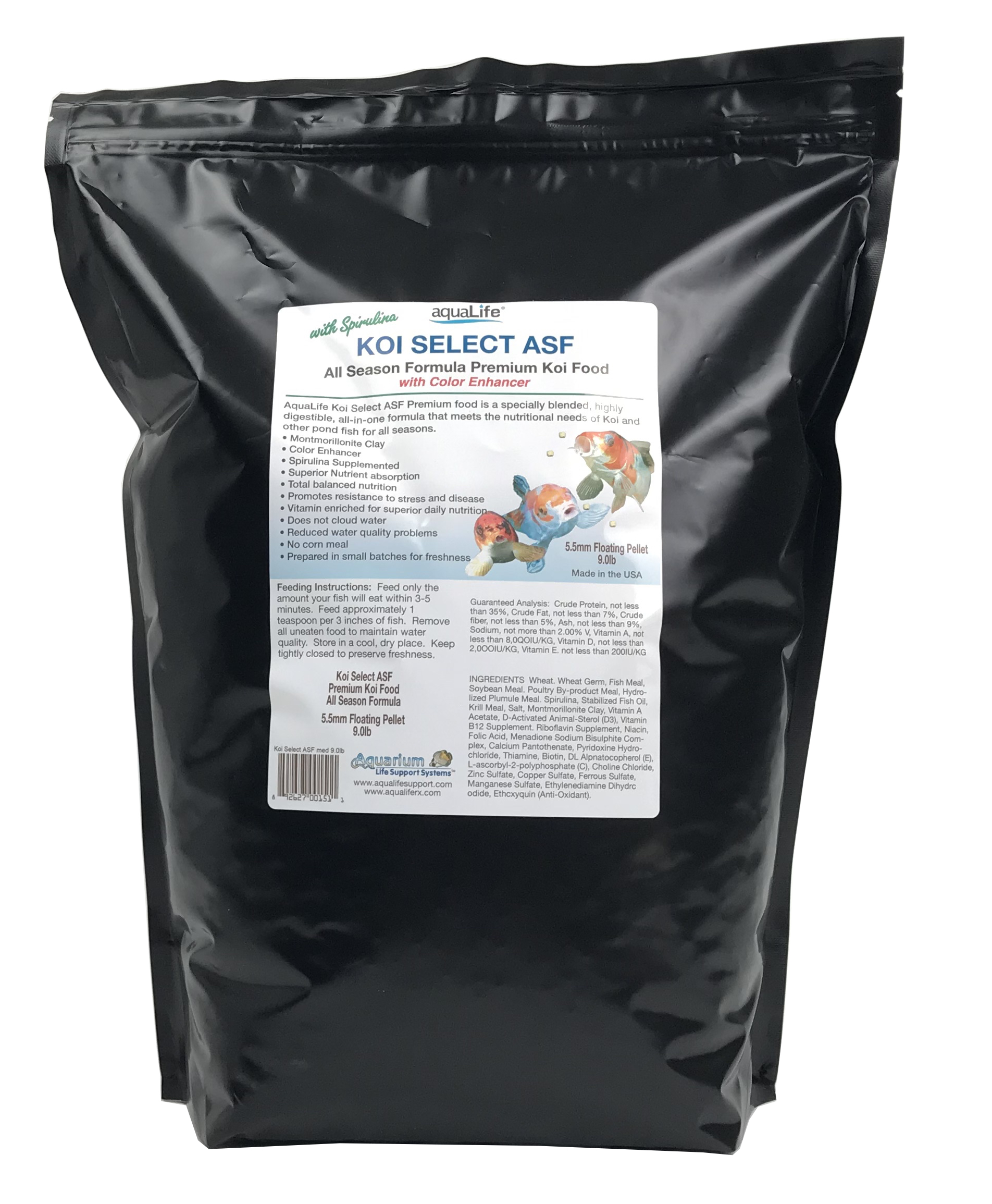 9 lb Koi Select md ASF Premium Koi Food 5.5mm
